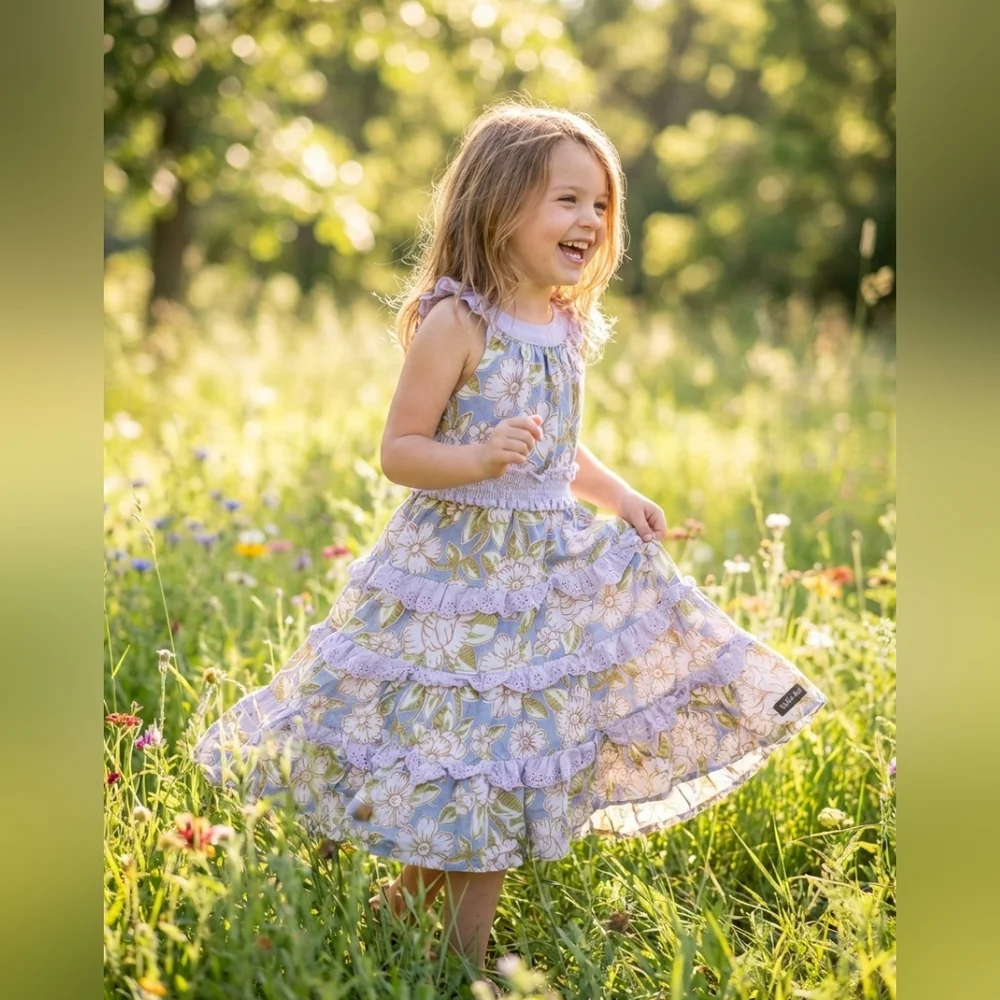 Matilda Jane Lavender Floral Tiered Ruffle Dress - Picture 2 of 6